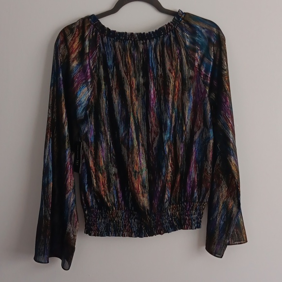 INC International Concepts Metallic Striped Sheer Top #1654 - Picture 6 of 6